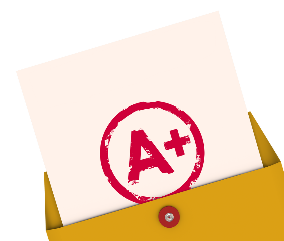Report Card a+ plus Top Grade Rating Review Evaluation Score